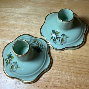 Vintage Adderley floral candlesticks (pr)